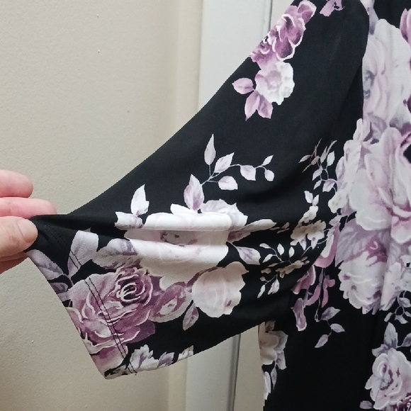 Connected Apparel Black and Pink Floral Dress - Picture 7 of 10